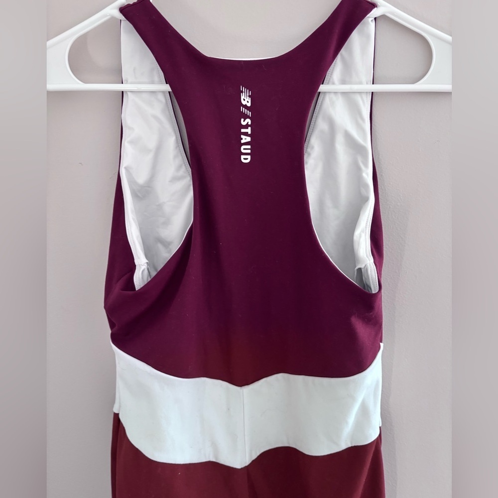STAUD x New Balance Burgundy and White jumpsuit - Picture 6 of 6